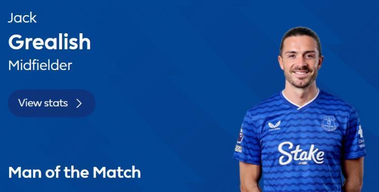 助攻双响，英超官方：格拉利什当选埃弗顿3-2狼队全场最佳